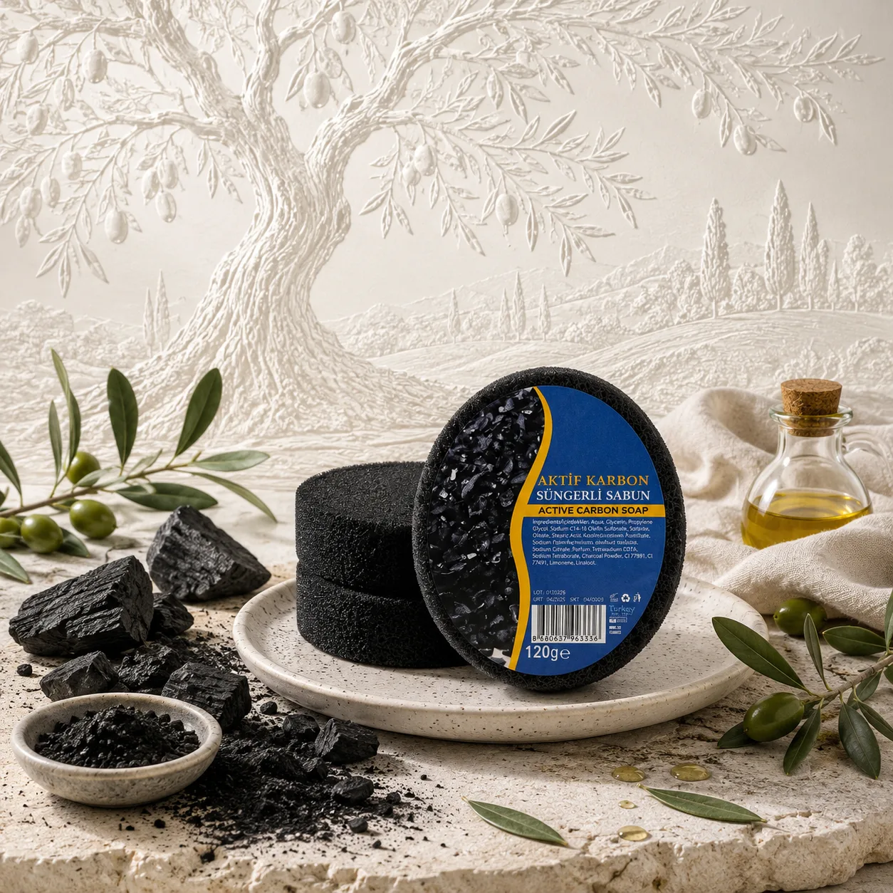 Internatural Cosmetics Aktif Karbon Süngerli Bitkisel Sabun