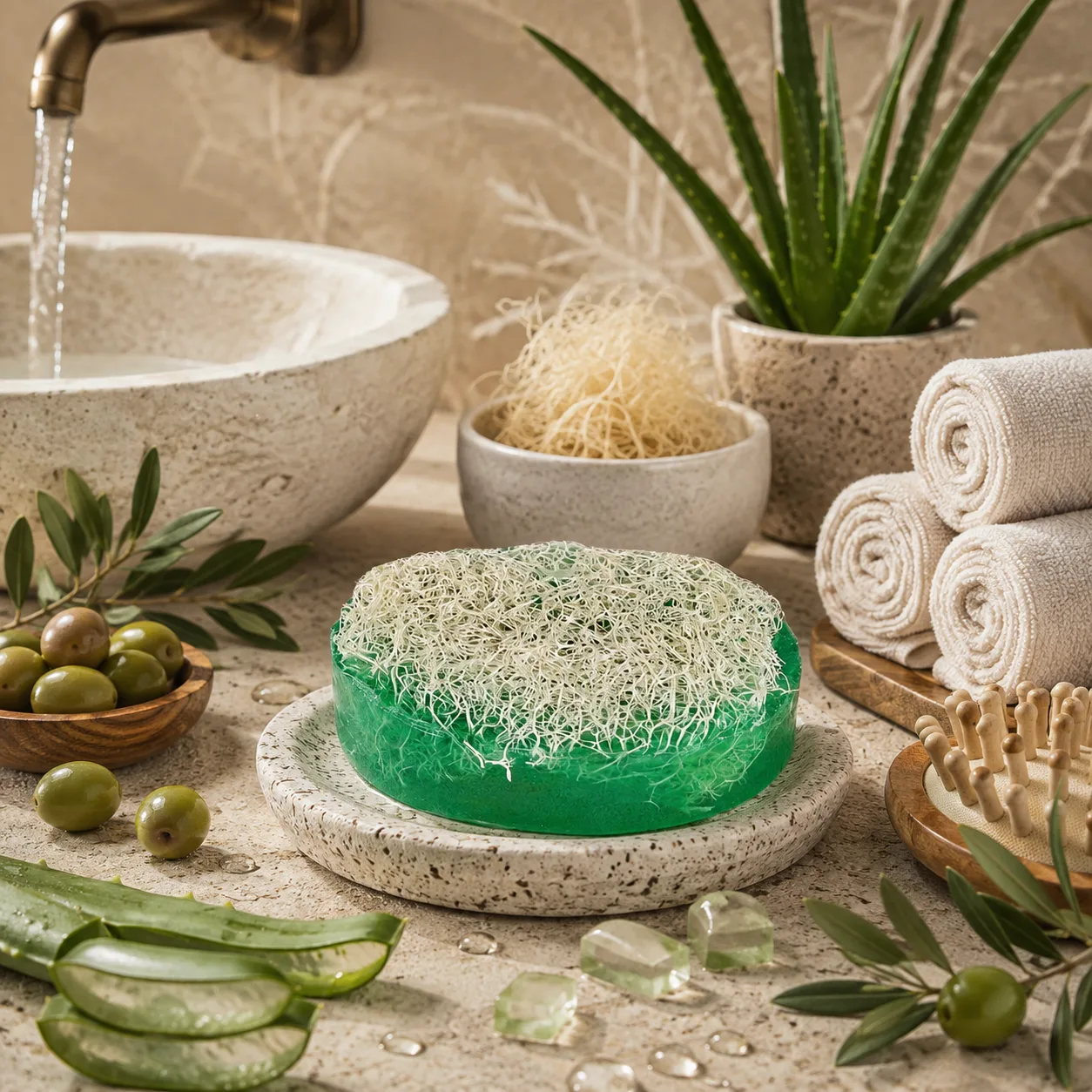 Doğal Aloevera Özlü Kabak Lifli Sabun