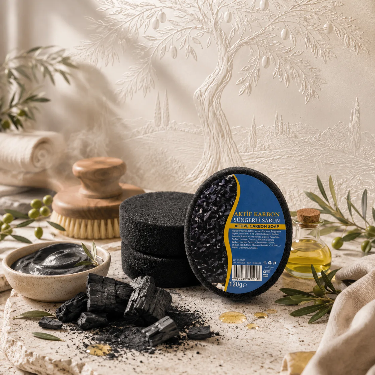 Internatural Cosmetics Aktif Karbon Süngerli Bitkisel Sabun